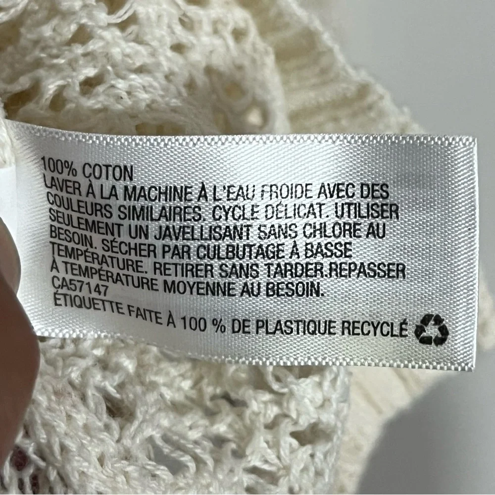 Mossimo Supply Co Cream Open Knit Crochet Cotton Sweater Large L/G‎ Cream White